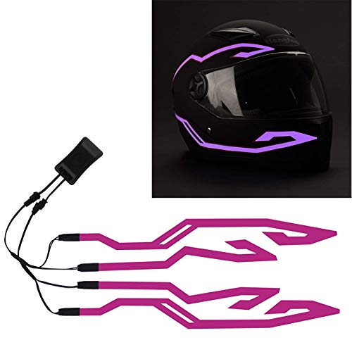 4PCS Upgrade Rechargeable Motorcycle Helmet Light, Night Riding Signal Helmet EL Light Sticker, 3 Mode Led Helmet Light Strip Accessories for Motorcycle, Bike Helmet (Purple, Rechargeable Powered)