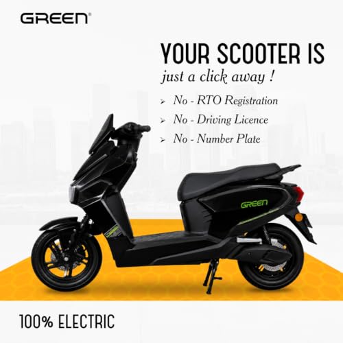 Image of Green Polo Low Speed Electric Scooter Non RTO with Portable Charger (80 KM - Black)
