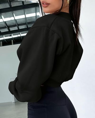 Zwurew Women's Bolero Shrug Long Sleeve Cropped Sweatshirt with Thumb Hole Workout Shrugs Open Front Y2K Tops 20253