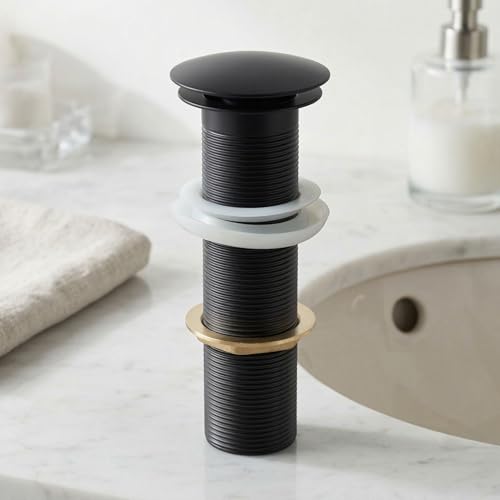 Image of InArt Brass Full Threaded Pop Up Waste Coupling 32 MM (7 inch, Black Matte) - for Table Top Wash Basins (Black 1)