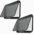 LITBM 2 Pack RV Exit Window, 30" W x 22" H Tinted RV Window with Net Screen and Trim Ring, Fit for 1" or 1-1/2“ Thickness Wall, DOT Approved Tempered Glass