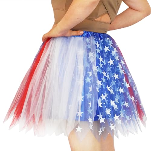 Women 4 Layered Tutu with Lining Adult Teens Tulle Skirts Woman Running Tutu Skirts 1950s Halloween Costumes Tutus (US Alpha Large Regular Regular Red Blue White A)