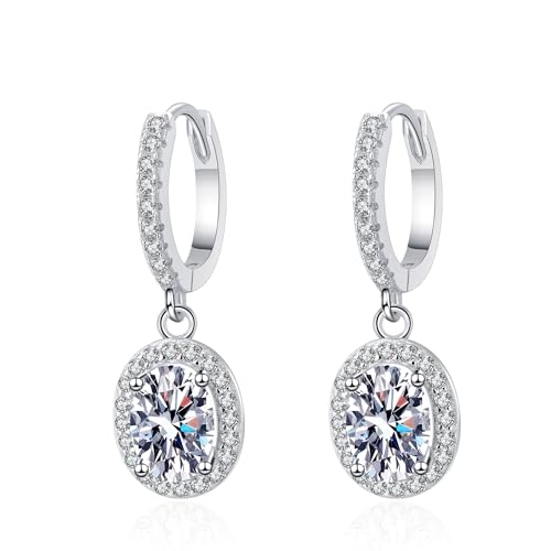Moissanite boucles d'oreilles manchettes StarGems argent 925 platine