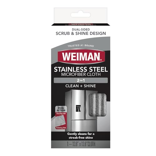 Weiman Microfiber Cloth for Stainless Steel - Safely Traps and Removes Dirt Oil and Grime to Protect From Scratches 1.40 x 3.56