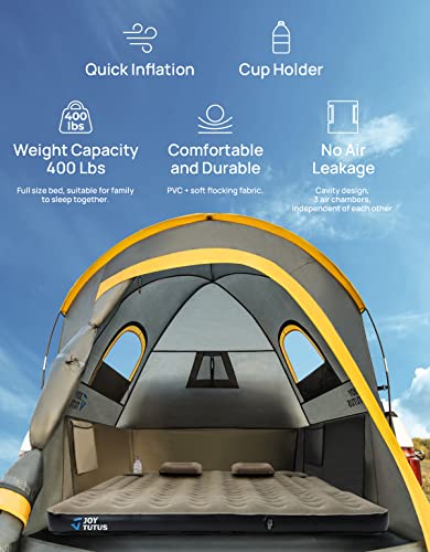 Joytutus Truck Bed Air Mattress For 5.5-5.8Ft Full Size Short Truck Beds Inflatable Air Mattress For Outdoor Camping, Truck Tent Accessories With Pump, Carry Bag & Cup Holder & Cavity Design #TOP1