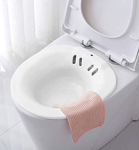 Sitzbad für die Toilette - Bidet Einsatz für Toilette - Tragbares Sitzbadewanne für Hämorrhoidenbehandlung, Wochenbettpflege, Schwangere und ältere Menschen - Vermeiden Kniebeugen (ca. 2,2 Liter)