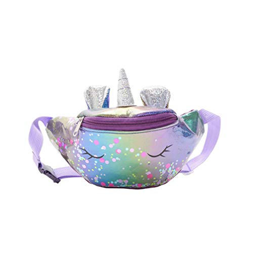 VALICLUD Unicornio Riñonera Moda Encantadora Lentejuelas Bolso Bandolera Cintura Bolso Dinero Cinturón para Niñas Niños Niños