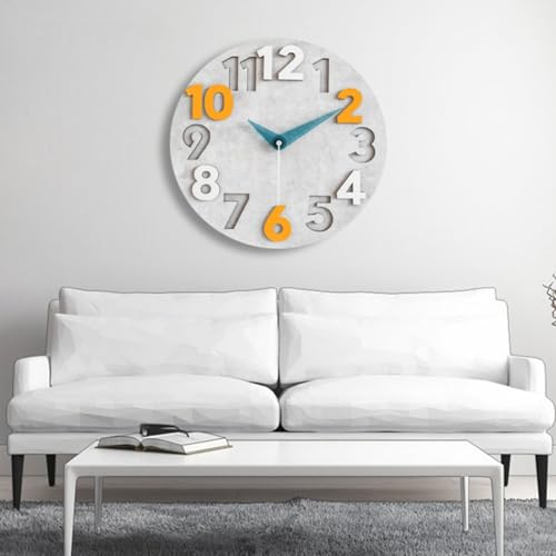 Horloge murale décorative à piles avec cadran en ciment pour maison - 8