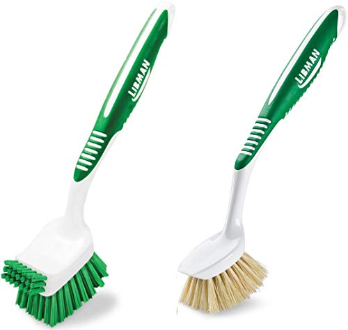 Libman Dish Brush Natural Tampico Vegetable Fruit Cleaning Washing Kitchen Brush Set for Dishes Libman Brush Fiber Bundle