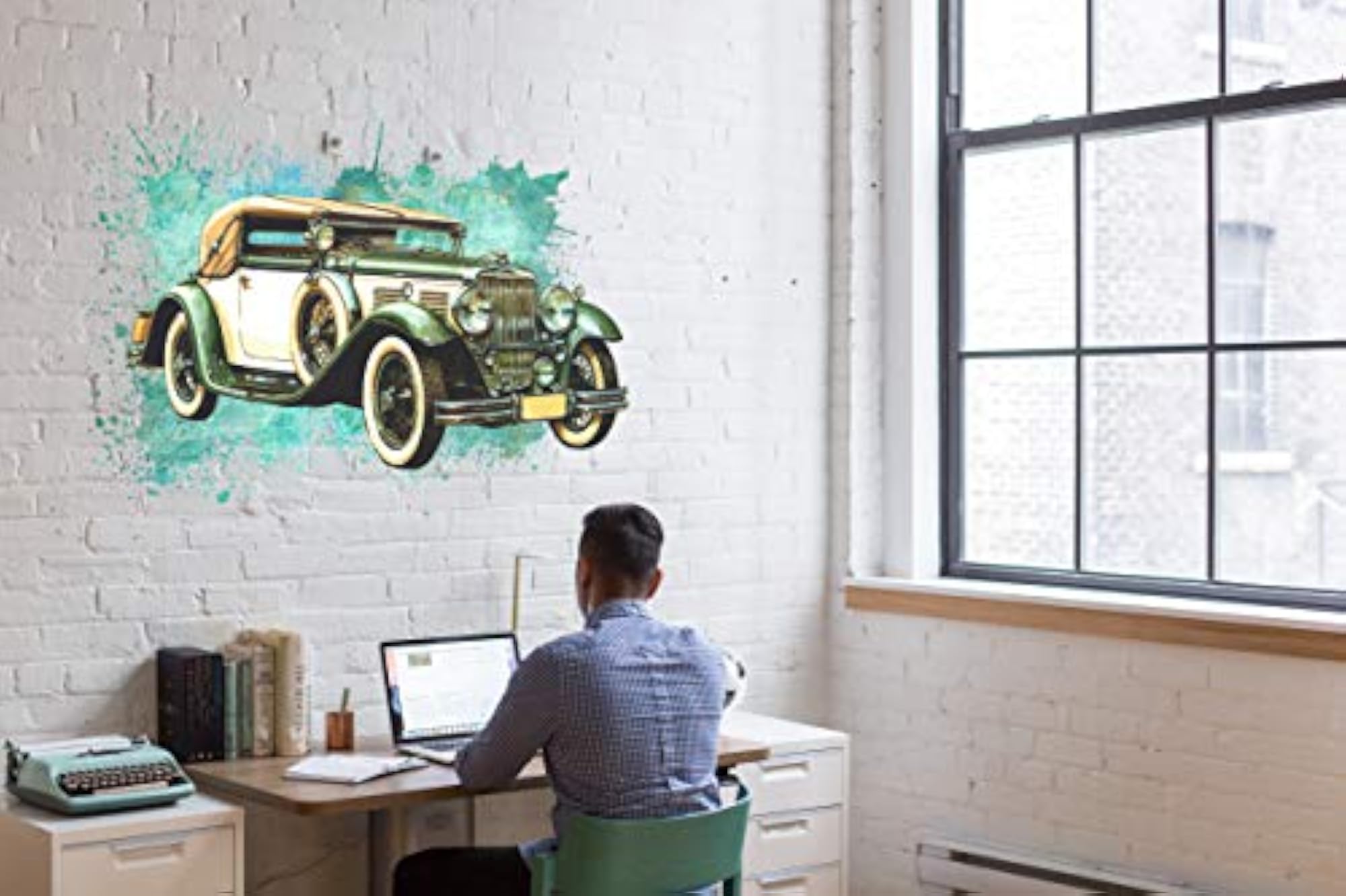 Vinyl Vehicles Wall Sticker, Blue Green
