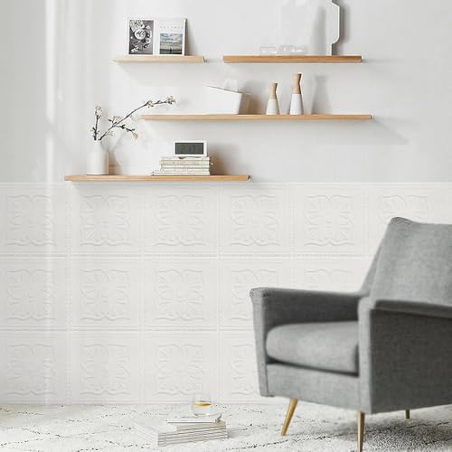 Dalles de plafond en mousse 3D adhésives brique blanche x10 - 7