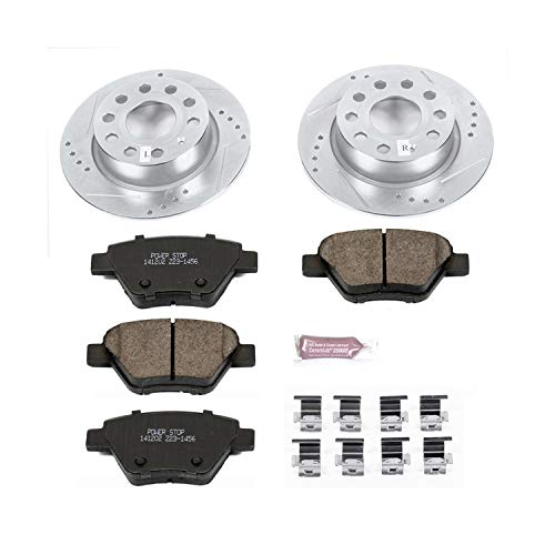 Image of Power Stop K6577 Rear Z23 Carbon Fiber Brake Pads with Drilled & Slotted Brake Rotors Kit