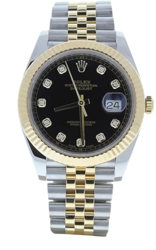 Rolex 41 Datejust Steel & Gold Watch 126333 Black Diamond Dial (Certified Preowned)