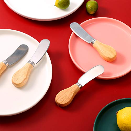 image for Patelai 4 Pieces Wood Handle Butter Spreader Cheese and Butter Spreade