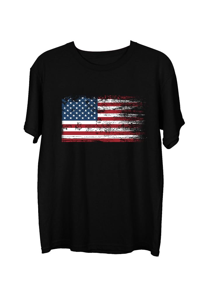 Wear Your OpinionMen's S to 5XL Premium Combed Cotton Printed Half Sleeve T-Shirt (Design : American Flag)