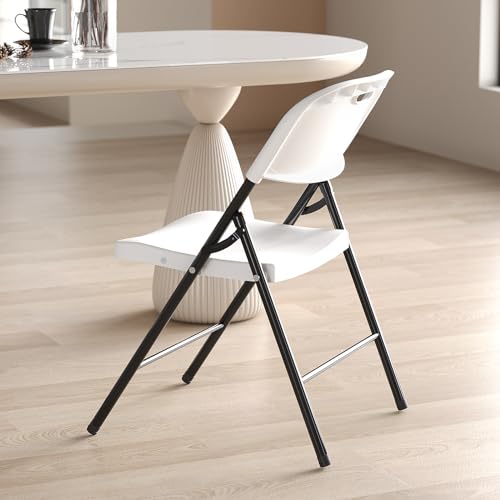 Nazhura 350 Weight Limit Heavy Duty Plastic Folding Chair with Reinfoced Steel Frame for Indoor and Outdoor, Wedding, Party, Restaurant, Meeting Room, Patio and Garden (White, 4 Pack) - Thumbnail 2