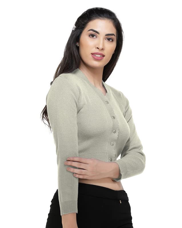 Image of Women Winter Wear V-Neck Full Sleeves Regular Fit Woollen Blouse