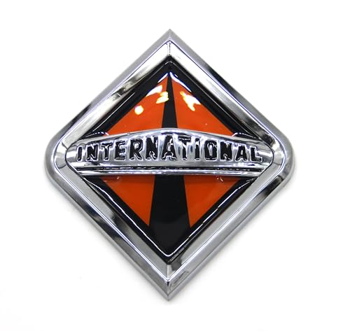 Image of Generic Compatible with International Truck Front Hood Grille Emblem - Chrome /Orange 3550901C2 5 inch inch W X 5.5 inch inch H Adhesive Resin, DLF5852FGHT