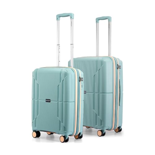 Image of Provogue Lumina Hard-Sided PP Trolley Bag Set of 2 | Expandable Space with 8 Wheels Trolley Bags for Travel | Lightweight with Combination Lock | 5 Year Warranty (Turquoise Blue)