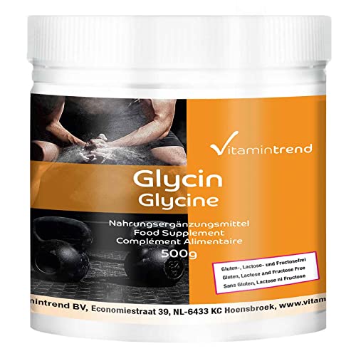 Vitamintrend Glycin Pulver 500g, proteinogene Aminosäure, Nahrungsergänzungsmittel vegan ohne Magnesiumstearat, in Deutschland hergestellt