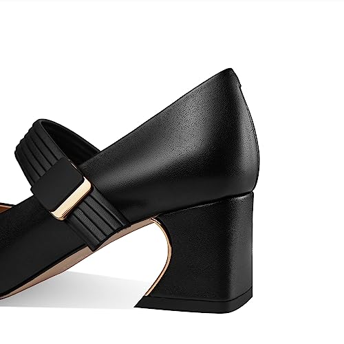 TinaCus Genuine Leather Square Toe Hnadmade Block Heels Women's Stylish Mary Jane Shoes4