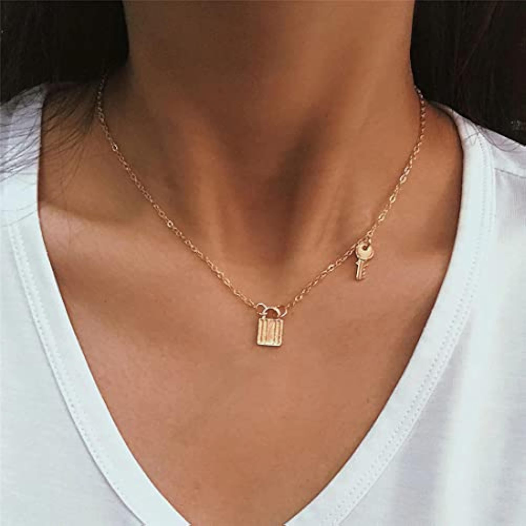 Plated Lock-Key Necklace
