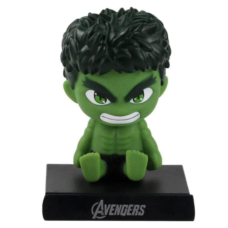 Image of Super Hero Action Figure Limited Edition Bobblehead with Mobile Holder for Car Dashboard, Office Desk & Study Table (Hulk)