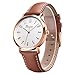 TOOCAT Fashion Women Wrist Watch, Lady Simple Leather Quartz Watches Ultra-Thin Waterproof Analog Watches for Females Student (Brown)