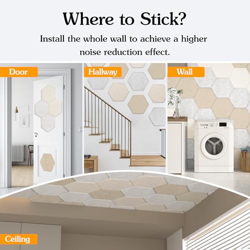 Image of Acoustic Panels, Magrowill 12-Pack Soundproof Wall Panels 14 X 12 X 0.4 Inches, Sound Absorbing Panels with Full Self-Adhesive, Interior Wall Decor Felt Tiles Board