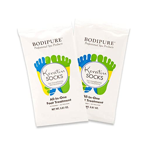Bodipure Professional Keratin Socks For Heel Softening – Moisturizing Foot Mask For Dry Feet – Foot And Cuticle Treatment With Vegetable Keratin Cream – Box Of 50 Pairs #TOP1
