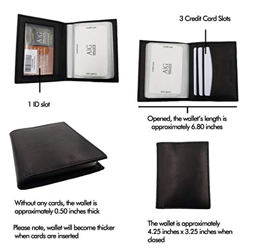 Ag Wallets Cow Leather Credit Card And Pictures Insert Wallet Black Holder #TOP1