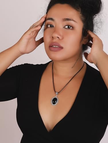 Sacina Gothic Black Teardrop Victorian Necklace, Gothic Goth Necklace, Black Goth Jewelry, Halloween Christmas Jewelry Gift for Women4