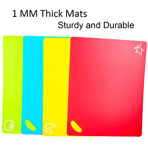 Kimmoker Flexible Cutting Boards Set, Cutting Board Mats For Cooking, Colored Cutting Board Set With Easy-Grip Handles, Flexible Plastic Cutting Sheet Set Of 4 (1) #TOP2