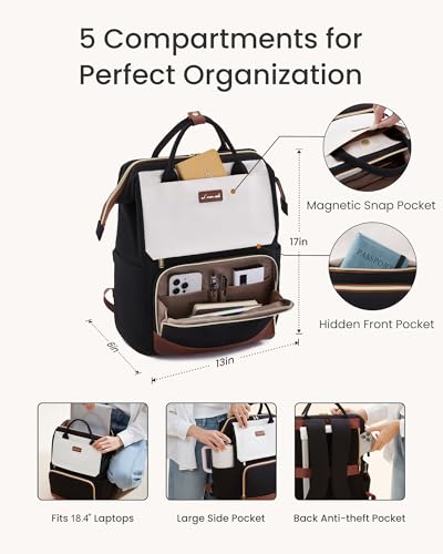 Image of LOVEVOOK Laptop Backpack for Women with Giant Tumbler Holder Pocket, 18 inch Travel Work Bag Purse for Nurse Teacher, Waterproof Casual Daypack Bookbag for College Business