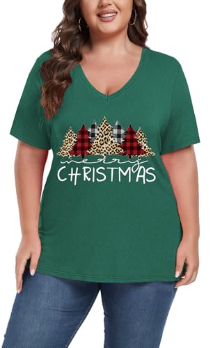 Image of ForHailey Women's Plus Size Short Sleeve Tee Shirt V Neck Basic Ladies Loose Fit T Shirt 1X-5X