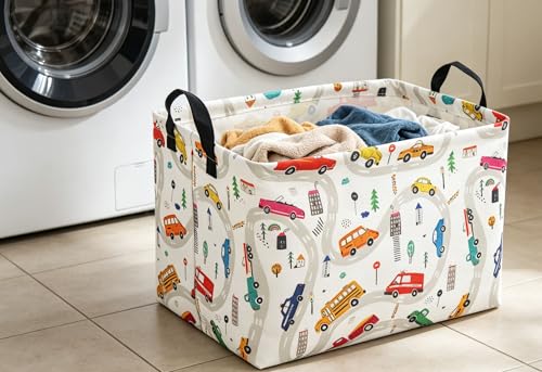 Image of Essme Rectangular Basket,Car Storage Basket with Handles for Room Decor,Racing Storage Bin(Car)