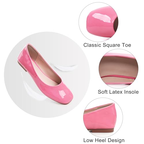 Image of Dear Time Women's Casual Foldable Ballet Flats Square Toe Ballerina Flats Shoes Comfortable