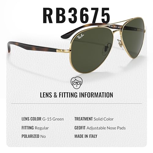 Ray-Ban RB3675 Pilot Shaped Sunglasses for Men & Women with Official RAYBAN Eyewear Kit4