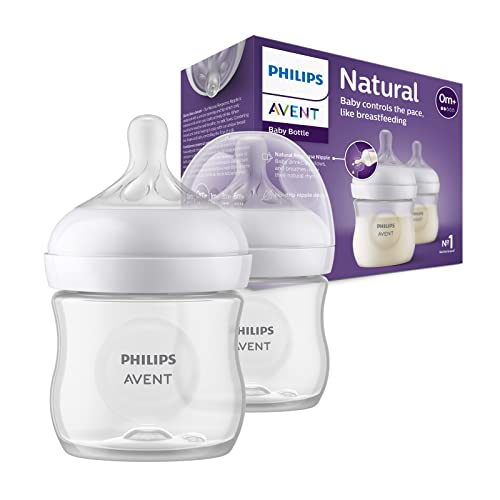 Philips Avent Lot de 2 biberons à Réponse Naturelle de 125 ml pour nouveau-né, sans BPA, 0 mois et plus (modèle SCY900/02)