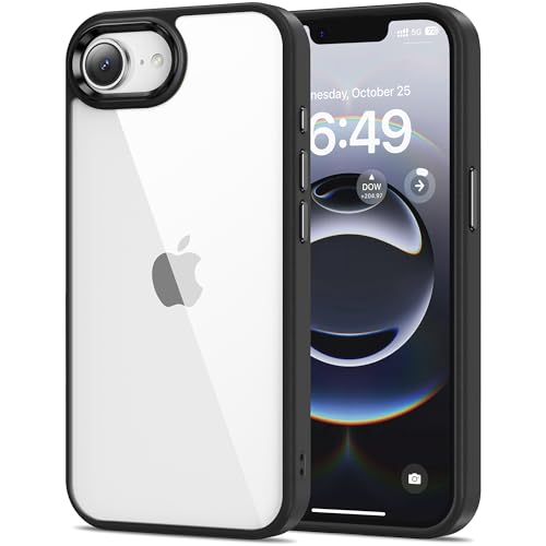 Image of HOOMIL Case for iPhone 16e and iPhone 17e 6.1-Inch, Non-Yellowing, Drop Protection, Anti-Scratch Transparent Hard Back Phone Cover - Black