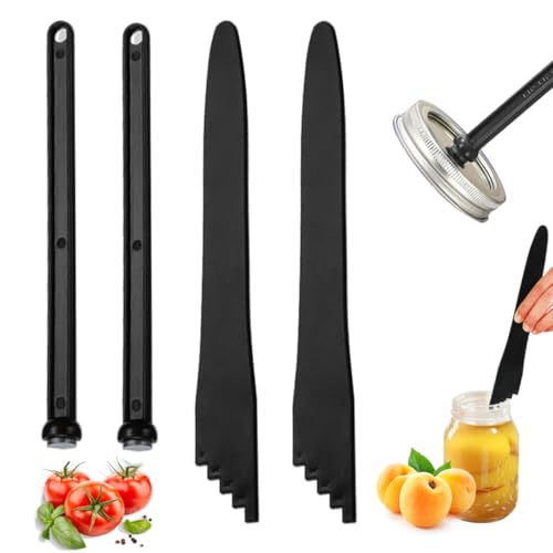 4Pcs Canning Kit-2Pcs Jar Lid Lifter Magnetic Lid Lifter and 2Pcs Canning Bubble Popper Bubble Remover for Canning Supplies Starter Kit Canning Tools-Black