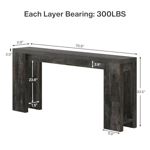 Image of Tribesigns 70.9-Inch Extra Long Console Table, Farmhouse Wood Sofa Table Behind Couch, Narrow Entryway Accent Table for Living Room, Hallway, Entrance, Foyer, Black