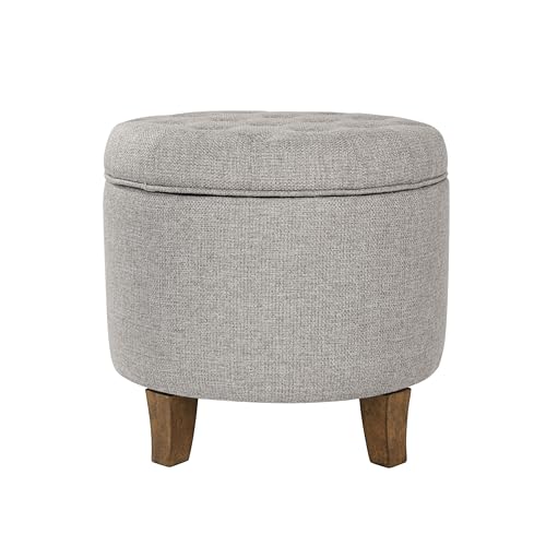 Homepop Home Decor | Upholstered Round Tufted Foot Rest Ottoman