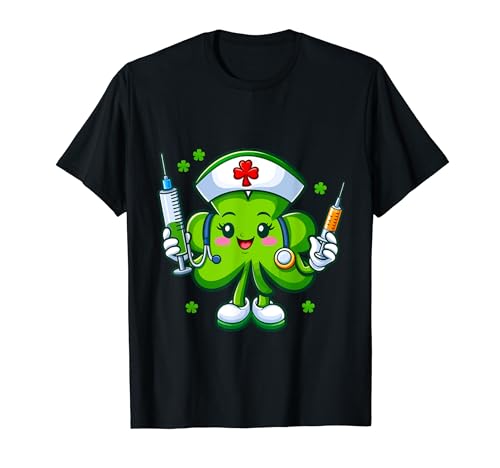 Camiseta médica de trébol irlandés del día de San Patricio para mujer Camiseta