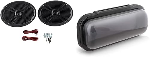 Par Rockville RMSTS69B 6 x 9 1000 W - Altavoces para barcos marinos impermeables de 2 vías negro y resistente al agua, cubierta estéreo marina de