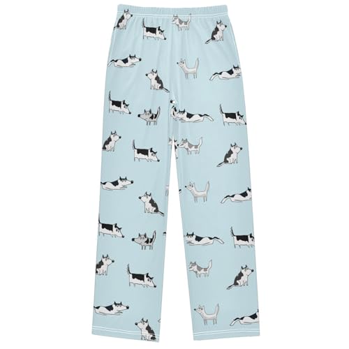 Boy's Pj Pants Happy Funny Siberian Husky Lounge Bottoms Elastic Waist Kids Joggers with Pockets Size 6-14