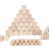 BENECREAT 60PCS Cubos De Madera 3.5x3.5x3.5cm y 2x2x2cm - Bl