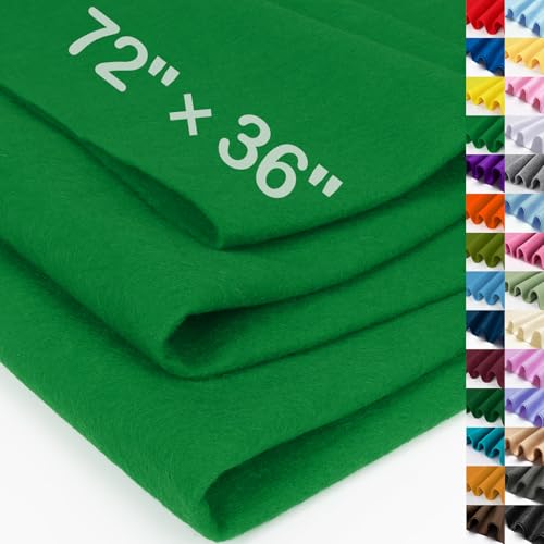 XSEINO Emerald Green Large Felt Fabric 72 X 36 (2 Square Yards) 1.4 mm Thick Soft Felt Fabric Sheet for Crafts Green Series Colors Soft Nonwoven Fabric Fit for Decoration Sewing DIY Crafts