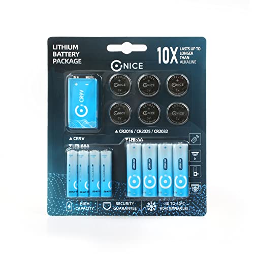 Ensemble-Cadeau Ultimate Lithium Battery Bundle Comprend AA AAA CR2016 CR2025 CR2032 9V Technologie Non Rechargeable Nice Power Cover