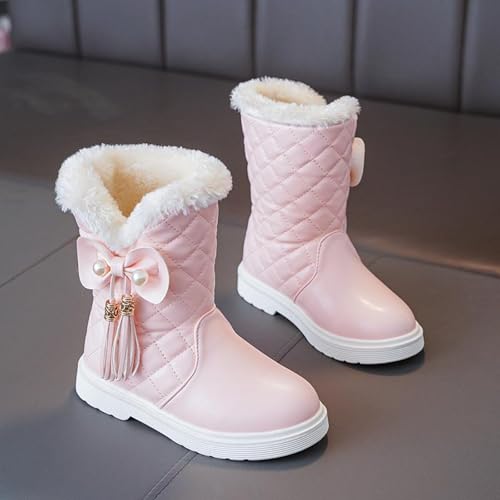 Girls Winter Snow Boots Faux Fur Lined Slip on Ankle Booties Mid Calf Non-Slip Outdoor Walking Shoes Little/Big Kids2
